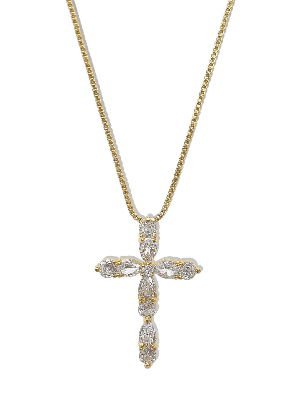 GENELLE PAVE CROSS NECKLACE