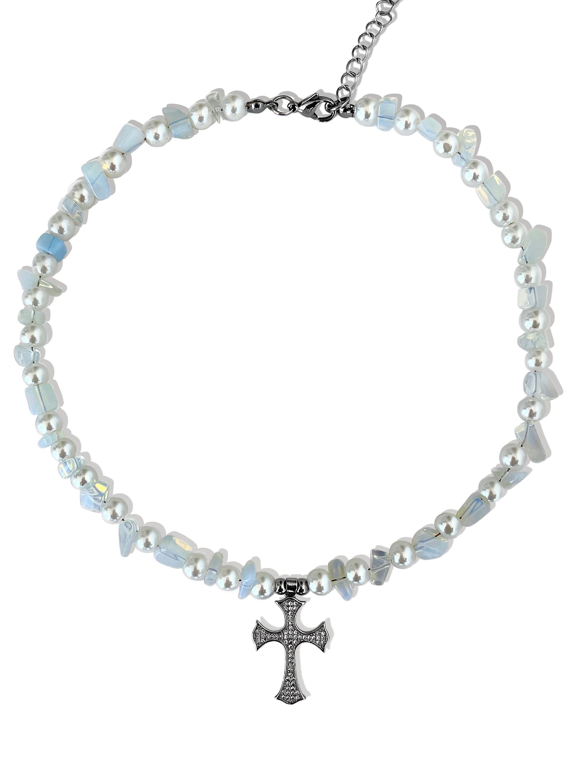 IN 549 WE TRUST OPALITE STONE NECKLACE