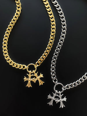 FLEUR CROSS CHAIN NECKLACE