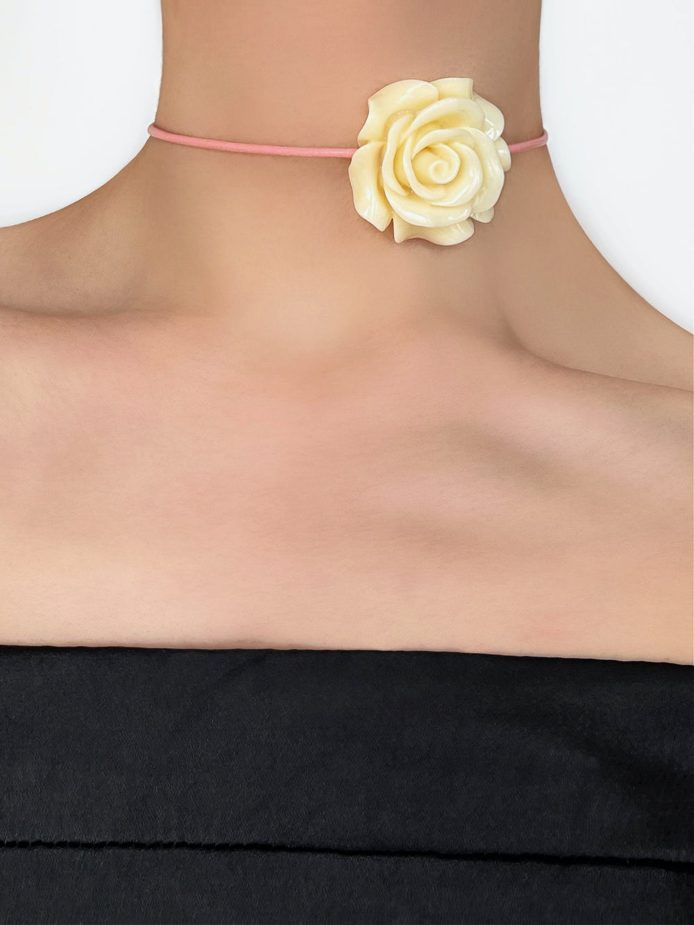 CHLOE FLOWER CORD CHOKER IN PINK