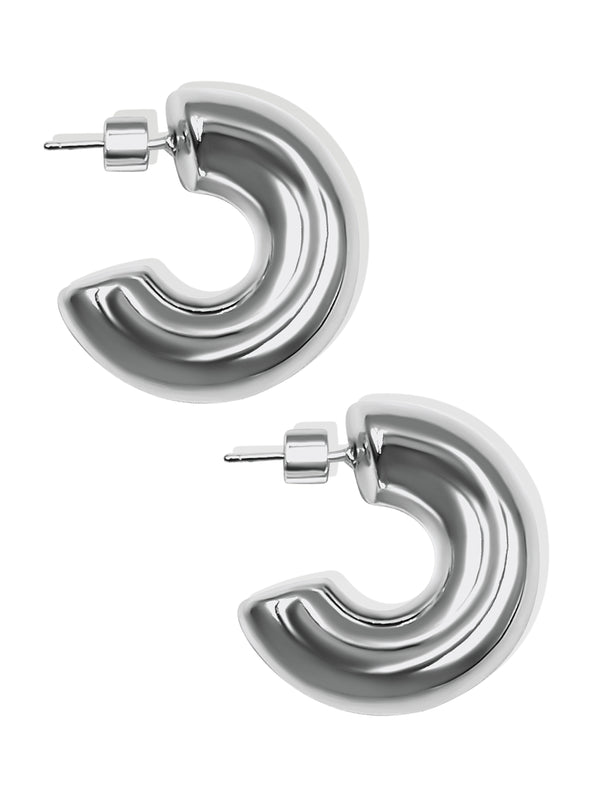 XOE SILVER BUBBLE TUBE HOOPS