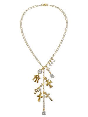 AMATA GOLD CHARM LARIAT NECKLACE