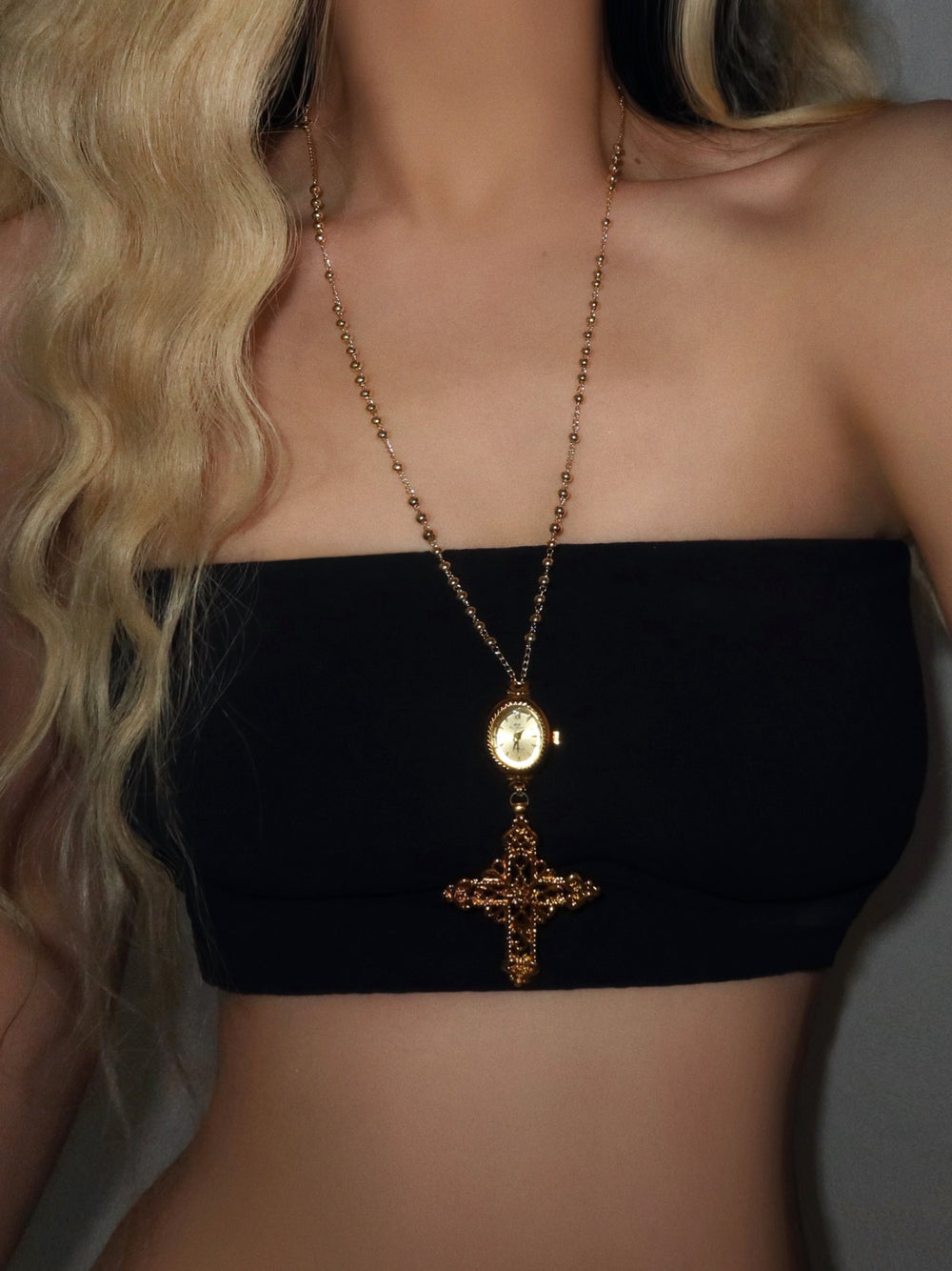 HEIRLOOM CROSS WATCH NECKLACE