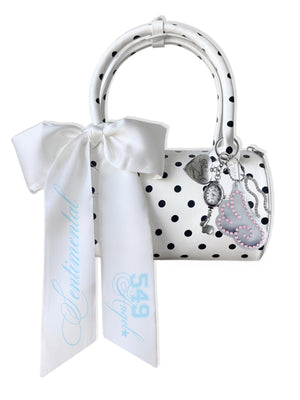 JUST A GIRL POLKA DOT BARREL BAG