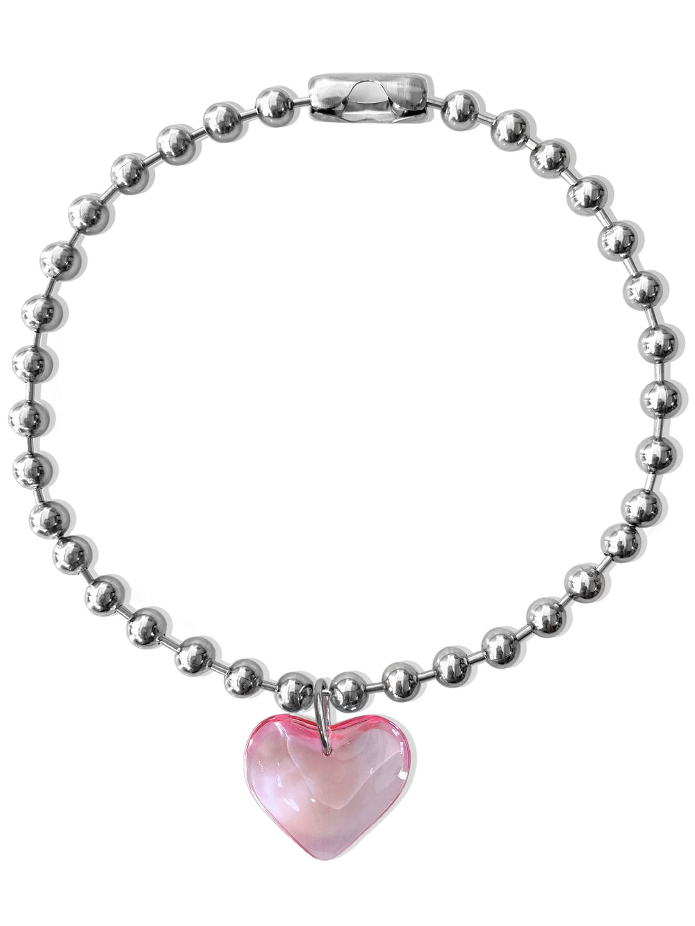 LIA HEART BALL CHAIN NECKLACE IN PINK