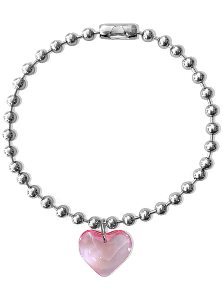★PEARLY MORE★ Volume Heart Ball Chain Necklace LIA HEART BALL CHAIN NECKLACE