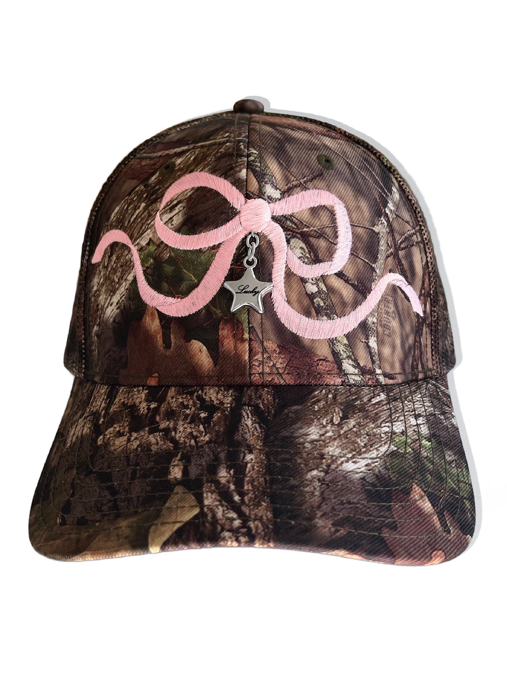 LUCKY ME CAMO BOW TRUCKER CAP