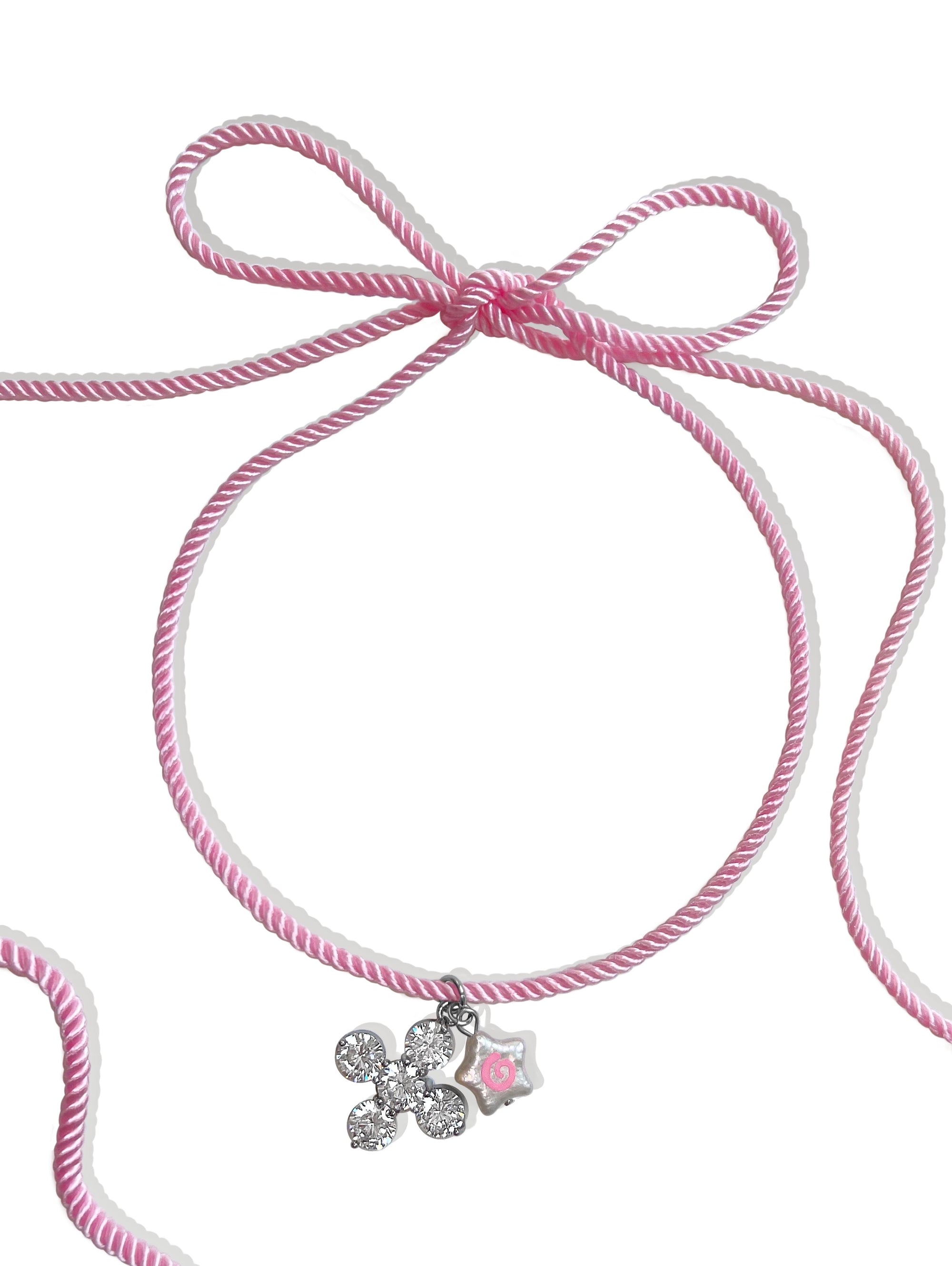 POLLY PINK SATIN CORD NECKLACE