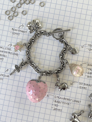 SWEETHEART STRAWBERRY LOCKET CHARM BRACELET