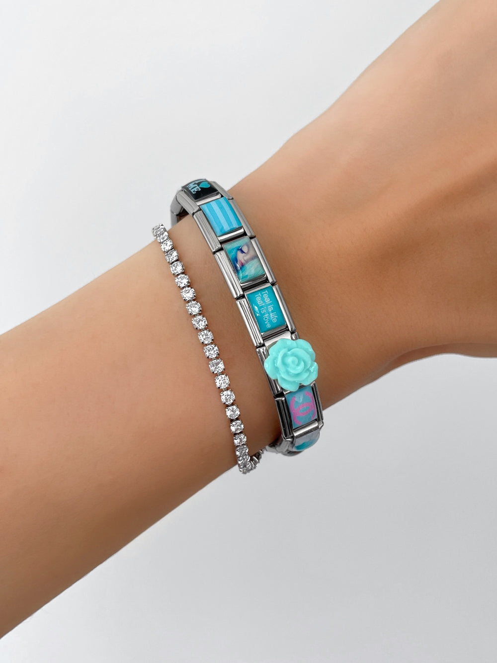 I <3 TEAL CHARM BRACELET