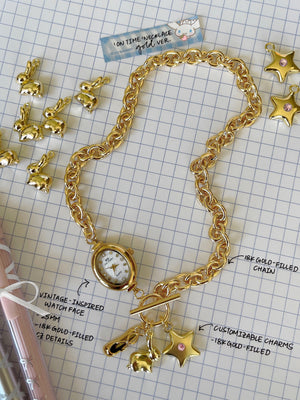 ON TIME GOLD CUSTOM WATCH NECKLACE