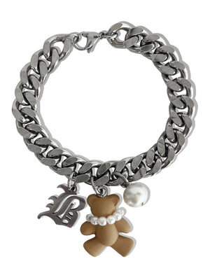 BROWN TEDDY CUSTOM CHARM BRACELET