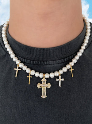 VIETRI GOLD CROSS FRESHWATER PEARL NECKLACE