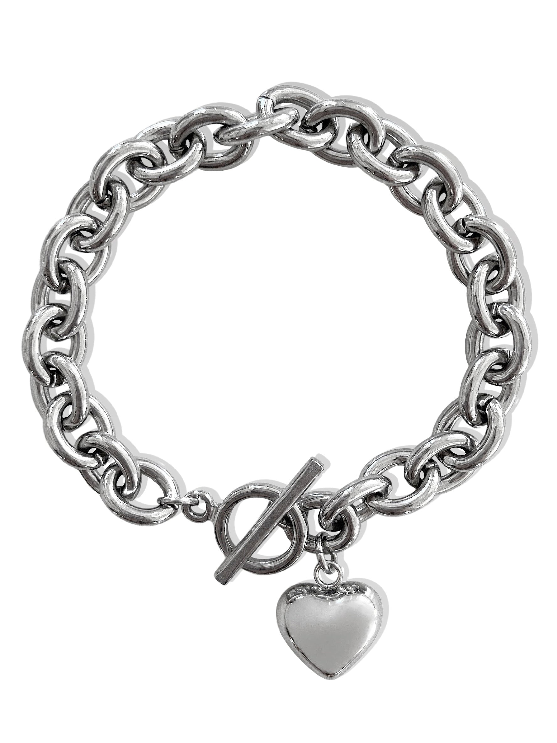 Juicy Couture Goldtone Thick Chain Heart Charm Toggle Bracelet in Metallic  | Lyst