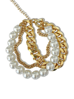 ALTER EGO GOLD PEARL & CHAIN BRACELET SET