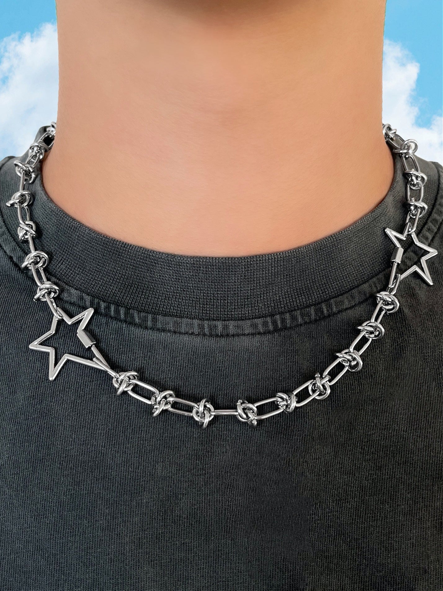 CELESTIAL BARBED WIRE CHAIN NECKLACE