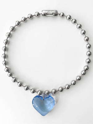 LIA HEART BALL CHAIN NECKLACE IN BLUE