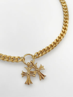 FLEUR CROSS CHAIN NECKLACE