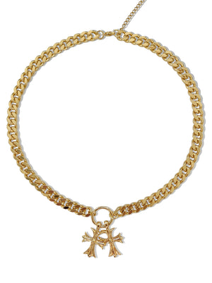 FLEUR CROSS CHAIN NECKLACE