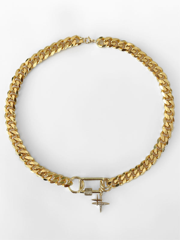 RADIANT GOLD CARABINER CHAIN NECKLACE