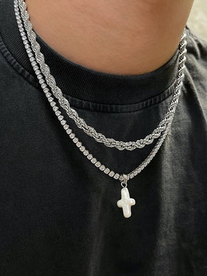 ICY FRESHWATER PEARL CROSS CHAIN