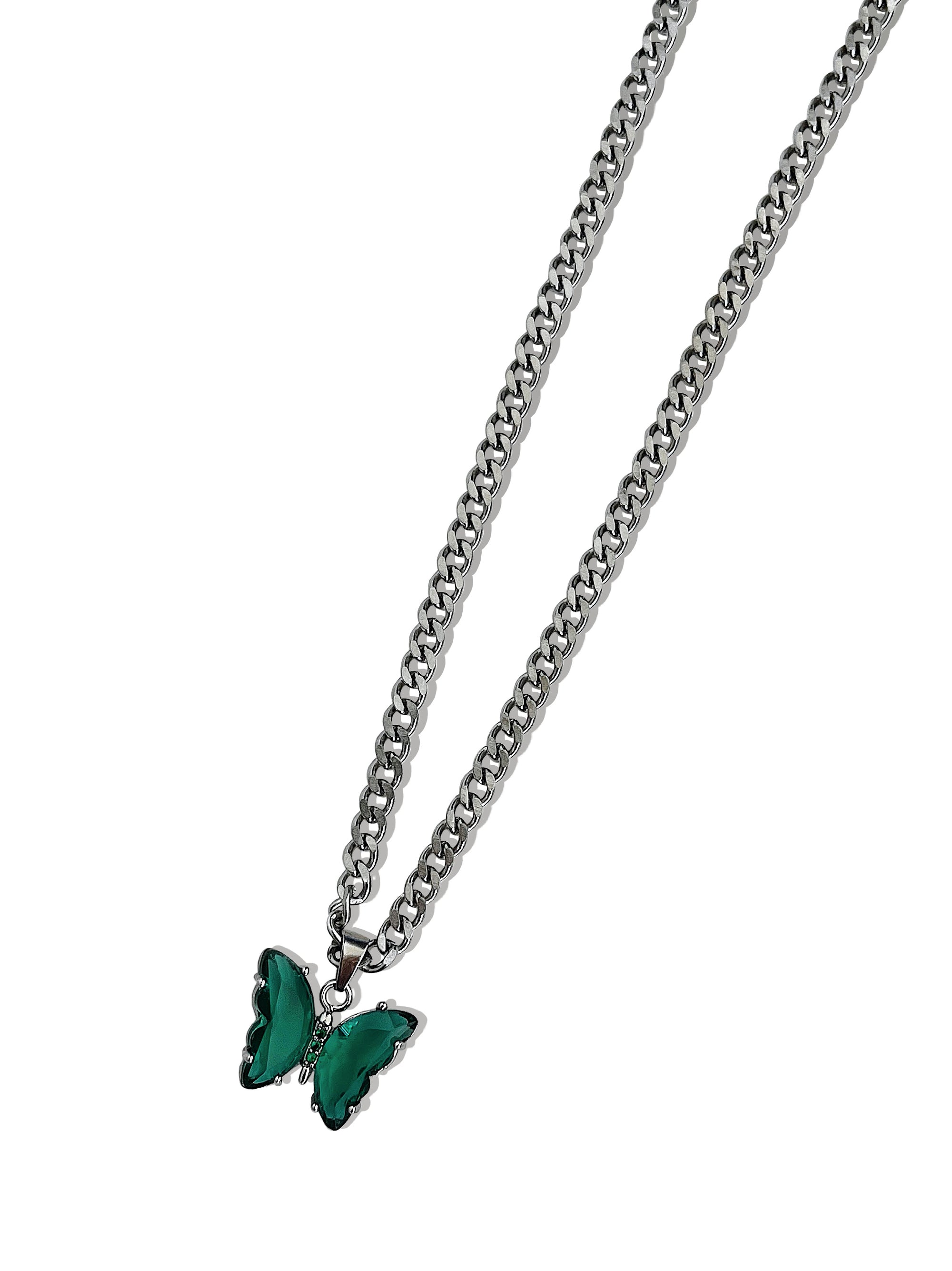 CRYSTAL BUTTERFLY PENDANT CHAIN