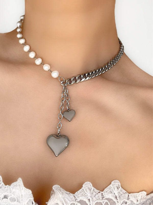 HEART TO HEART HALF & HALF NECKLACE