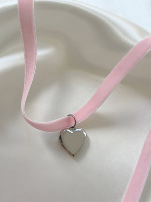 FOREVER YOURS VELVET HEART LOCKET NECKLACE