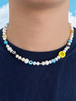 The Bling Smiley Pearl Necklace | A Little Punk, A Little Ladylike | S –  GooseTaffy