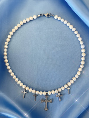 CROSSING PATHS FRESHWATER PEARL NECKLACE