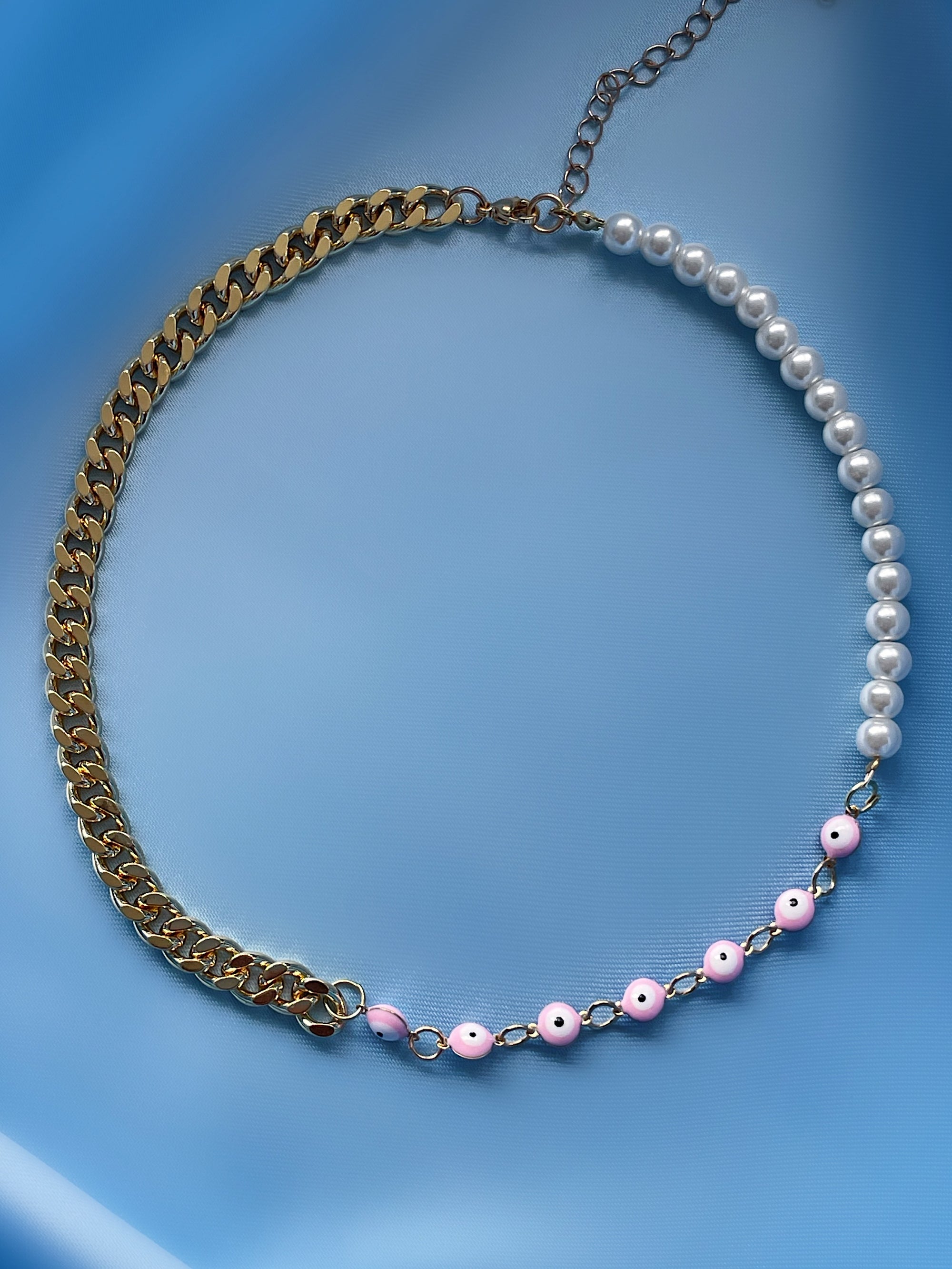 777 PINK HALF & HALF PEARL NECKLACE