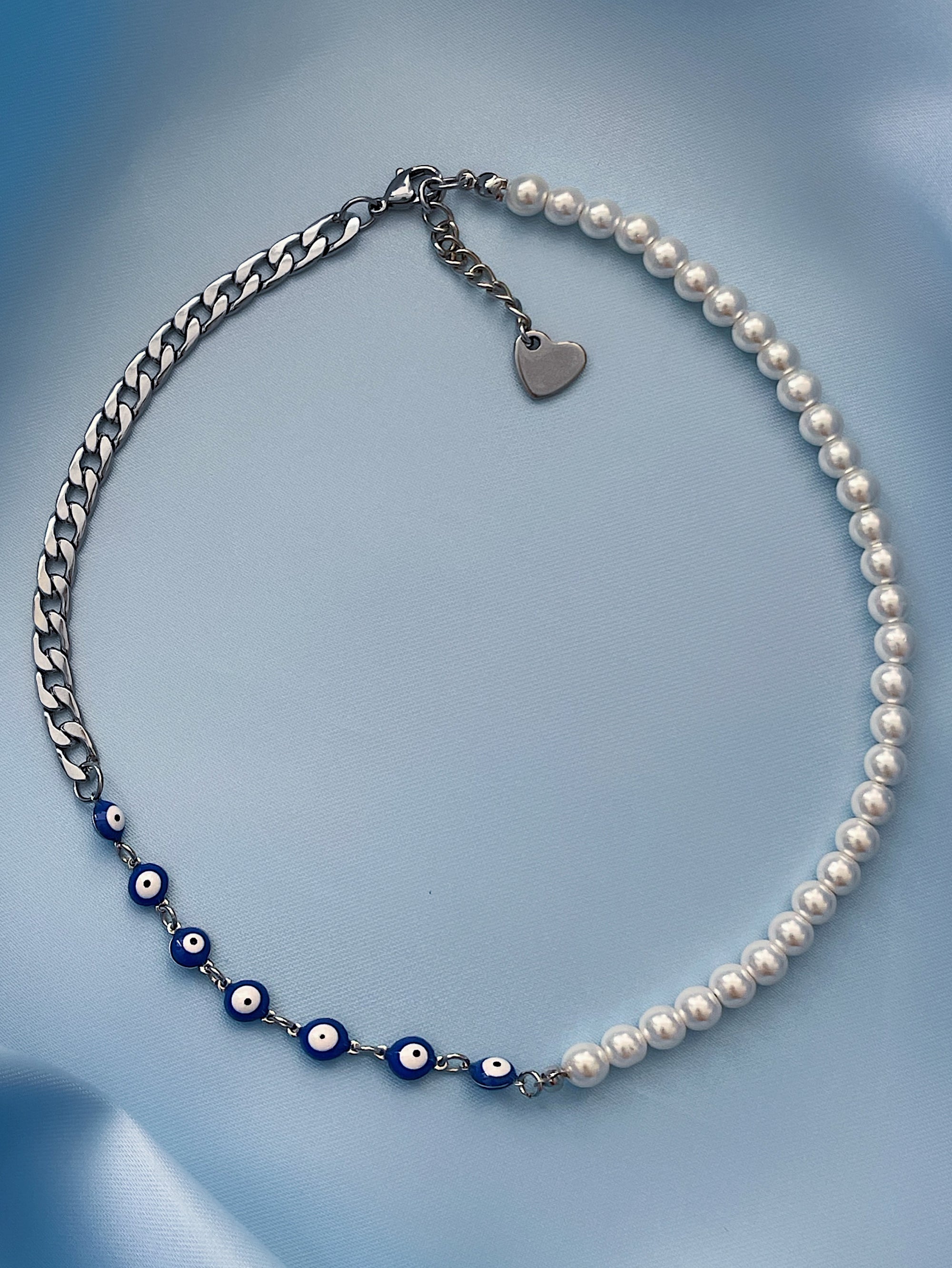 777 BLUE HALF & HALF PEARL NECKLACE