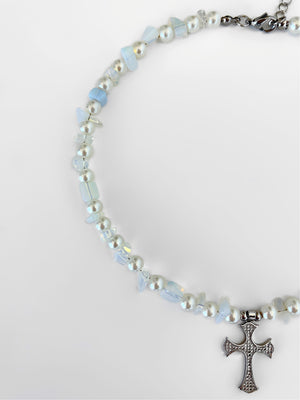 IN 549 WE TRUST OPALITE STONE NECKLACE